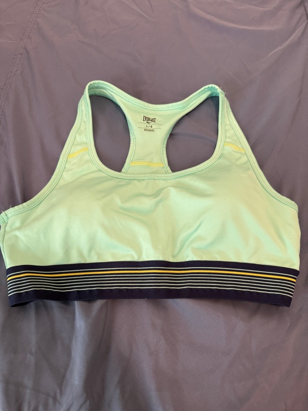 Everlast Mint Green Racerback Sports Bra with Navy Striped Band